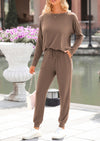 PRETTYGARDEN Lounge Outfit Long Sleeve Crewneck Pullover Tops High Waisted Pants Set Tracksuit