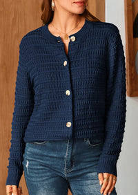 Knit Cardigan Long Sleeve Open Front Button Down Jacket
