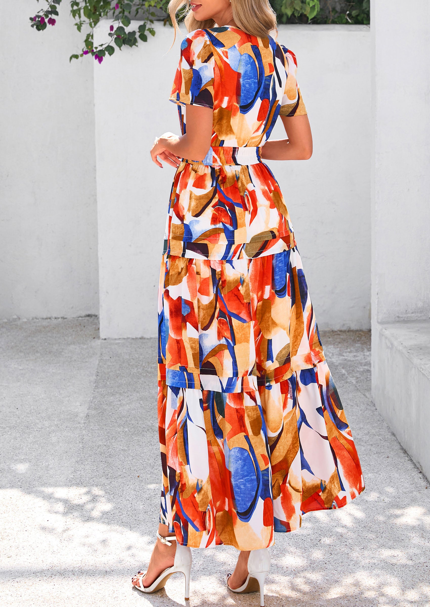 PRETTYGARDEN Boho V Neck Beach Vacation Maxi Dresses