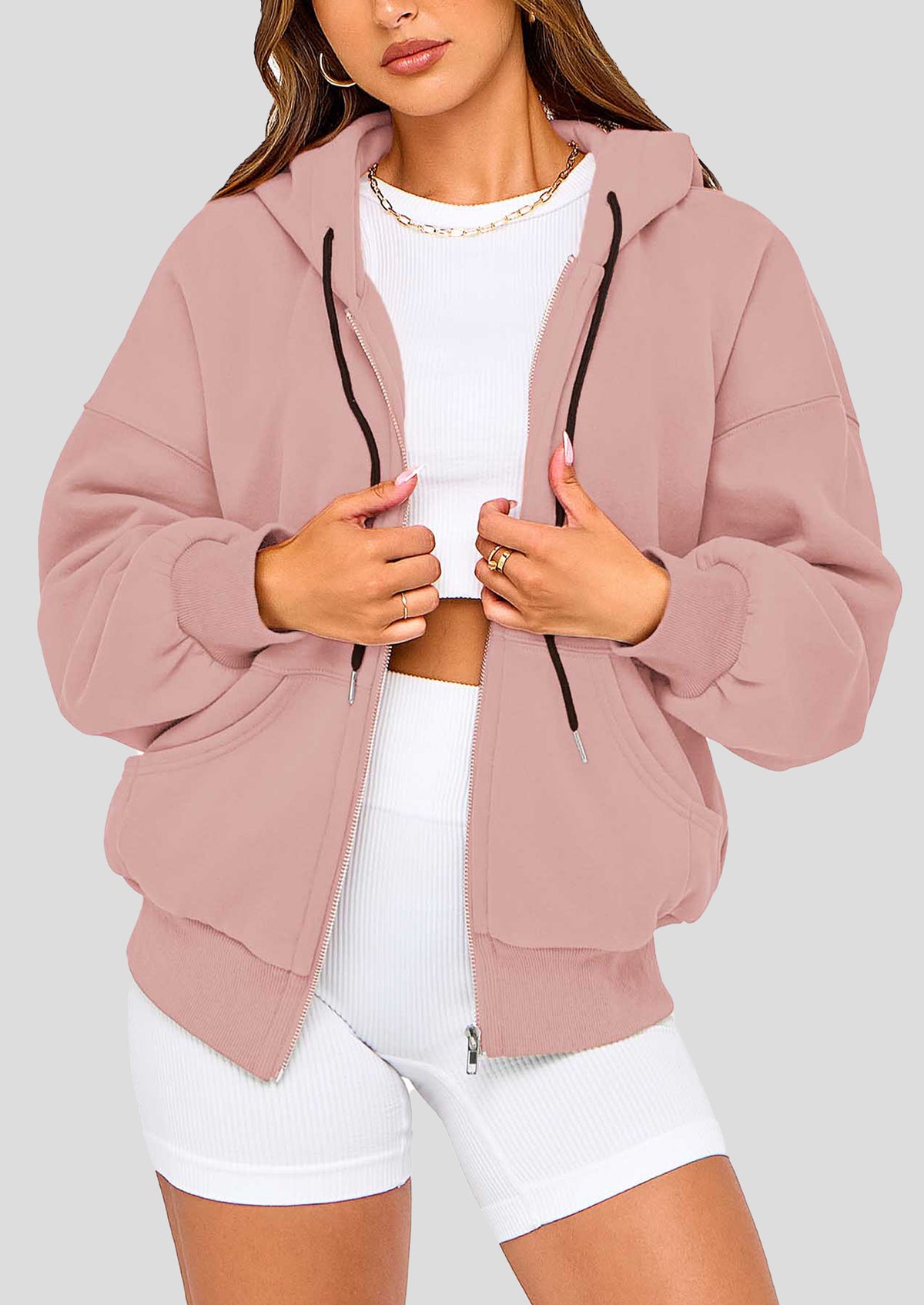Zip Up Long Sleeve Loose Fit Y2K Casual Hoodies Cardigan