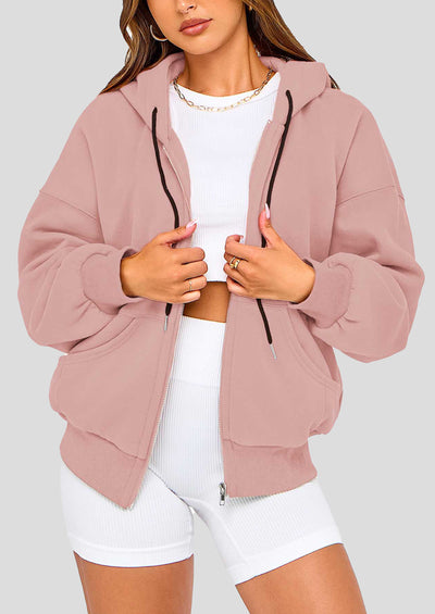 PRETTYGARDEN Women's Fall Oversized Hoodies Sweatshirt Long Sleeve Zip Up Pockets Loose Fit Y2K Winter Jackets Coat