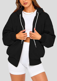 Zip Up Long Sleeve Loose Fit Y2K Casual Hoodies Cardigan