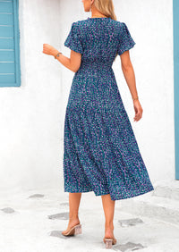 Casual V-neck short sleeved Bohemian Maxi dress