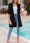 PRETTYGARDEN Women's Spring Fall Long Blazer Jackets Long Sleeve Lapel Pockets Loose Fit Work Casual Blazers Outerwear