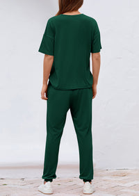 Two Piece Outfit Short Sleeve  Pullover Tops Tracksuits
