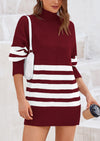 PRETTYGARDEN Women's Oversized Striped Sweaters Fall Casual Long Sleeve Turtleneck Pullover Chunky Knit Jumper Tops