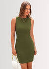 PRETTYGARDEN Spring Dresses for Women Sleeveless Bodycon Short Work Tank Dress Summer Casual Ribbed Mini Sundresses