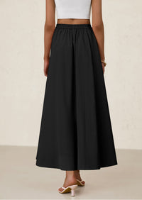 Ruffle High Waisted Casual Long Flowy Maxi Skirts with Pockets