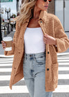 PRETTYGARDEN Women's Winter Faux Fur Coats Long Sleeve Lapel Button Down Pockets Fleece Sherpa Jacket Casual Trendy Outerwear