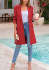 PRETTYGARDEN Women's Spring Fall Long Blazer Jackets Long Sleeve Lapel Pockets Loose Fit Work Casual Blazers Outerwear