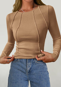 Long Sleeved Crop Exposed Casual T-Shirt