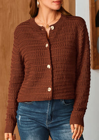Knit Cardigan Long Sleeve Open Front Button Down Jacket