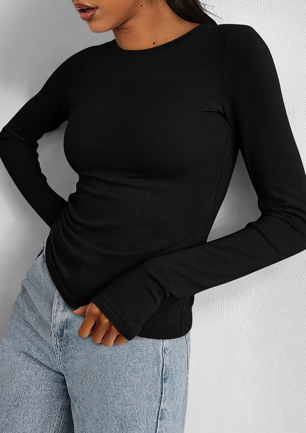 Casual Long Sleeved Round Neck Y2k Top