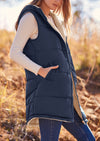 PRETTYGARDEN Womens Fall Reversible Vests Sleeveless Fleece Jacket Zip Up Hoodie Pockets Long Warm Winter Coat Outerwear