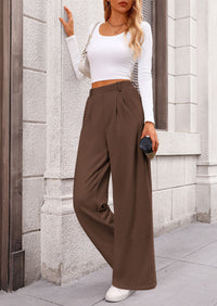 Wide Leg Casual High Elastic Waisted Work Office Palazzo Pants