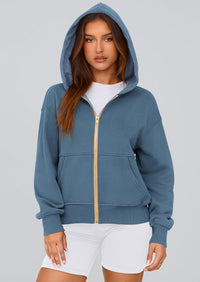 Y2K Zip Up Hoodie Long Sleeve Loose Fit Pockets Casual Sweatshirt