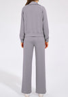 PRETTYGARDEN Women's 2 Piece Outfits Casual Lapel Half Zip Sweatshirts And Wide Leg Pants Tracksuit Sets