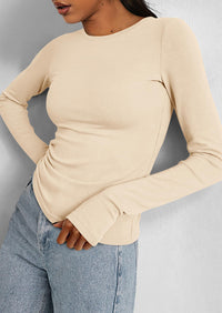 Casual Long Sleeved Round Neck Y2k Top