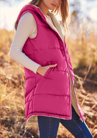 PRETTYGARDEN Womens Fall Reversible Vests Sleeveless Fleece Jacket Zip Up Hoodie Pockets Long Warm Winter Coat Outerwear