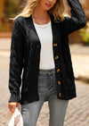 Knitted Solid Color Button Down Chunky Outwear Cardigan