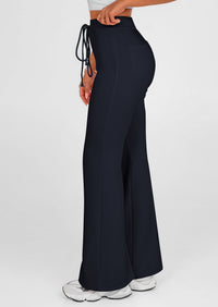 Elastic High-Waisted Drawstring Casual Flare Pants