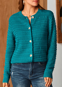 Knit Cardigan Long Sleeve Open Front Button Down Jacket
