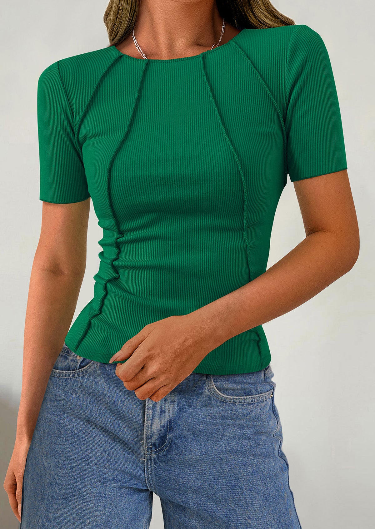 Short Sleeved Casual Round Neck Slim Fit T-Shirt