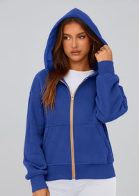 Y2K Zip Up Hoodie Long Sleeve Loose Fit Pockets Casual Sweatshirt