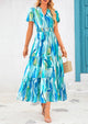 Casual V-neck short sleeved Bohemian Maxi dress