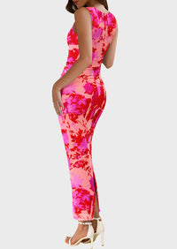 Floral Bodycon Sleeveless Mesh Maxi Long Dresses