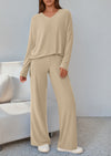 PRETTYGARDEN 2 Piece Lounge Sets for Women Fall Outfits Casual Loose Long Sleeve Tops Wide Leg Pants Matching Pajama Set