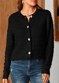 Knit Cardigan Long Sleeve Open Front Button Down Jacket