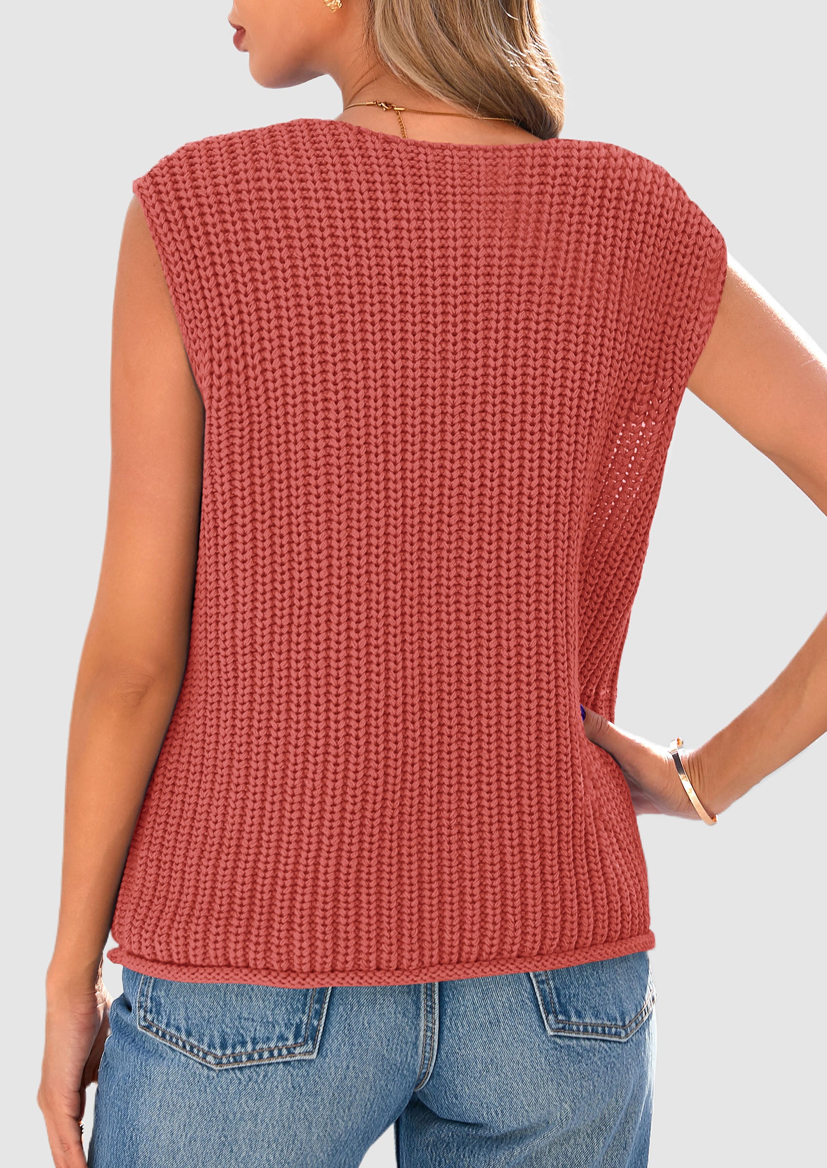 PRETTYGARDEN Women's Summer Sweaters Vest Sleeveless Button Down Cropped Pockets Chunky Knit Cardigan Trendy Tank Tops