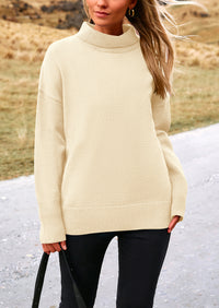 Long Sleeve Oversized Chunky Knitted Casual Turtleneck Sweaters