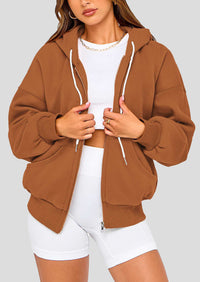 Zip Up Long Sleeve Loose Fit Y2K Casual Hoodies Cardigan