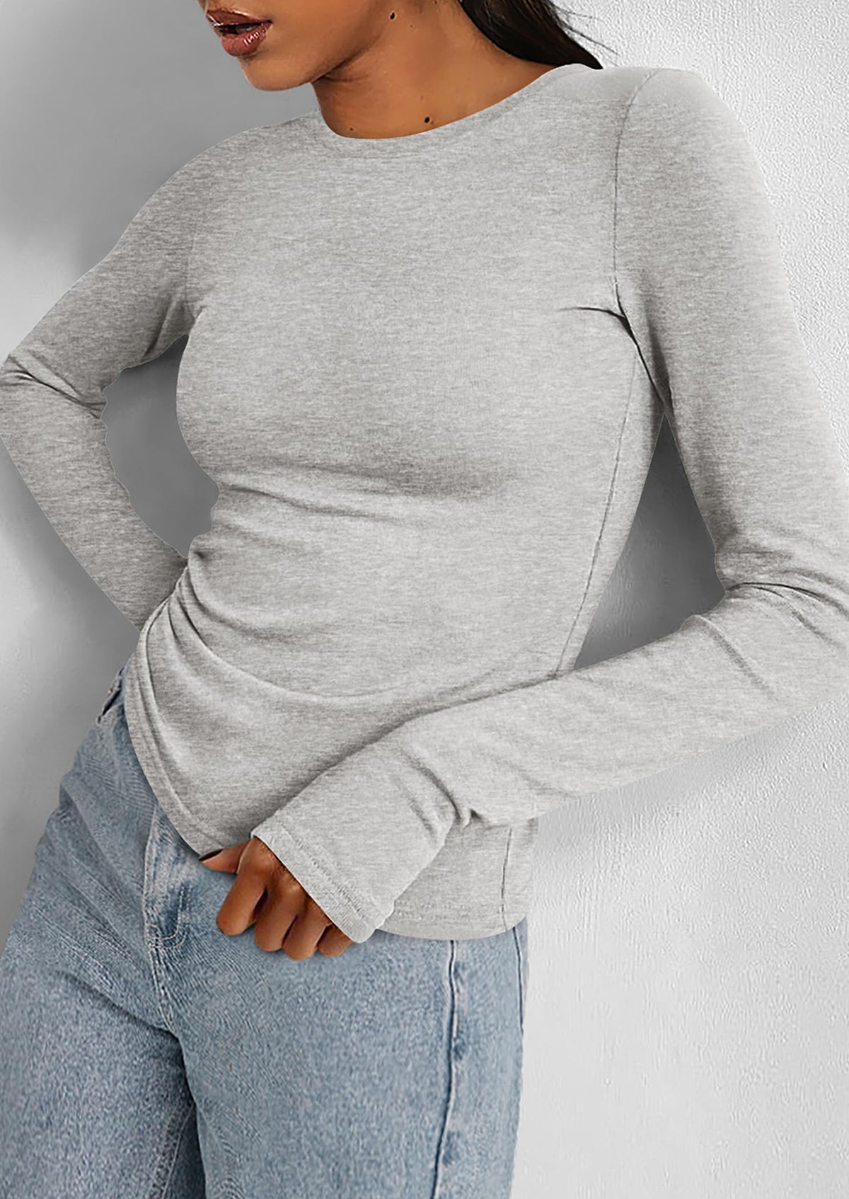 Casual Long Sleeved Round Neck Y2k Top