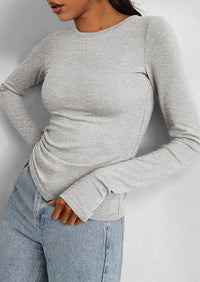 Casual Long Sleeved Round Neck Y2k Top
