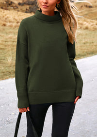 Long Sleeve Oversized Chunky Knitted Casual Turtleneck Sweaters