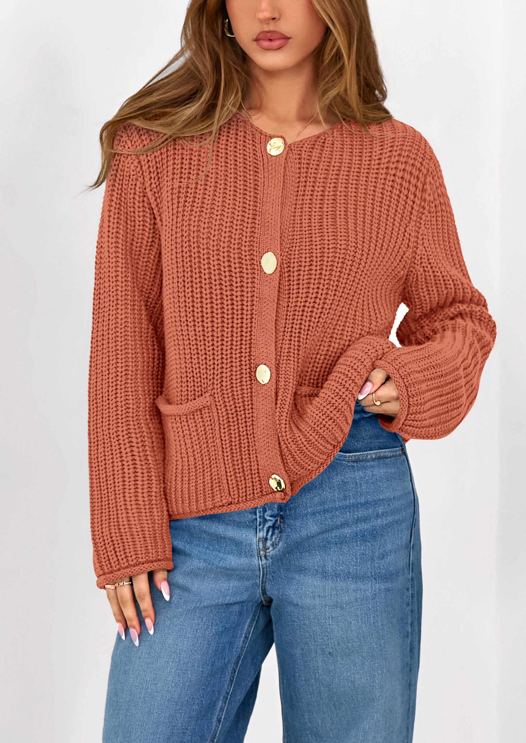 PRETTYGARDEN Cardigan Sweaters for Women Trendy Oversized Knit Chunky