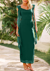 Sleeveless Ruffle Cocktail Party Maxi Bodycon Dresses