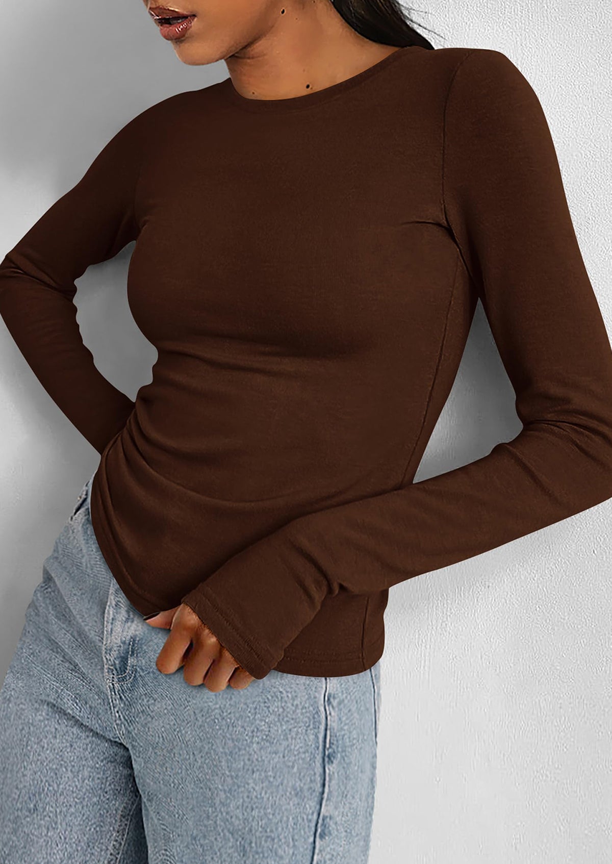 Casual Long Sleeved Round Neck Y2k Top