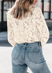Lace Casual Long Sleeve Button Up Blouses