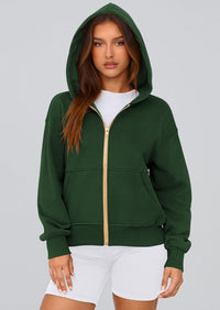 Y2K Zip Up Hoodie Long Sleeve Loose Fit Pockets Casual Sweatshirt