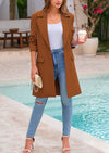 PRETTYGARDEN Women's Spring Fall Long Blazer Jackets Long Sleeve Lapel Pockets Loose Fit Work Casual Blazers Outerwear