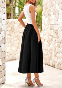 Casual Sleeveless Striped Ribbed Knit Long Dresses Beach Vacation Sundress