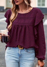 Long Sleeved Casual Round Neck Bohemian Blouses