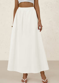 Ruffle High Waisted Casual Long Flowy Maxi Skirts with Pockets