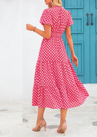 Casual V-neck short sleeved Bohemian Maxi dress