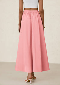 Ruffle High Waisted Casual Long Flowy Maxi Skirts with Pockets