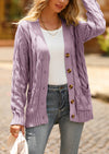 Knitted Solid Color Button Down Chunky Outwear Cardigan
